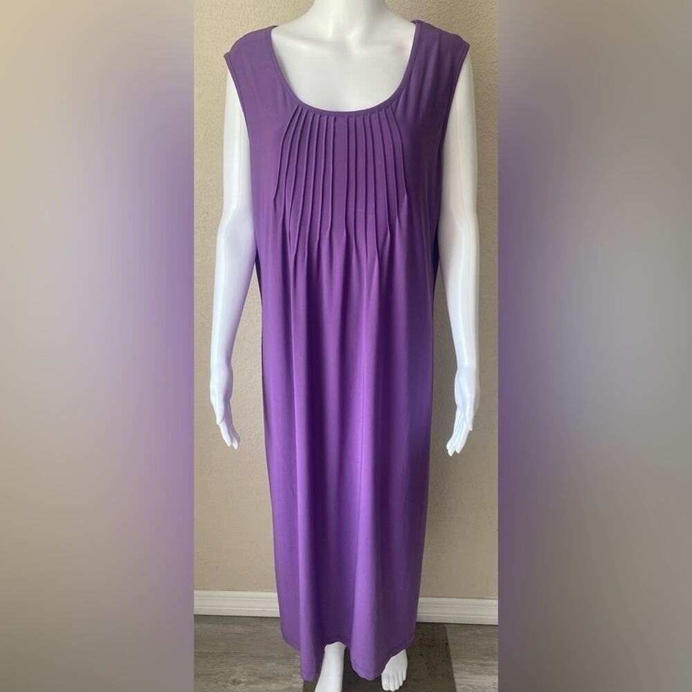 BLAIR | Women's Purple Pleated Sleeveless Long Sheath Maxi Dress | Large
